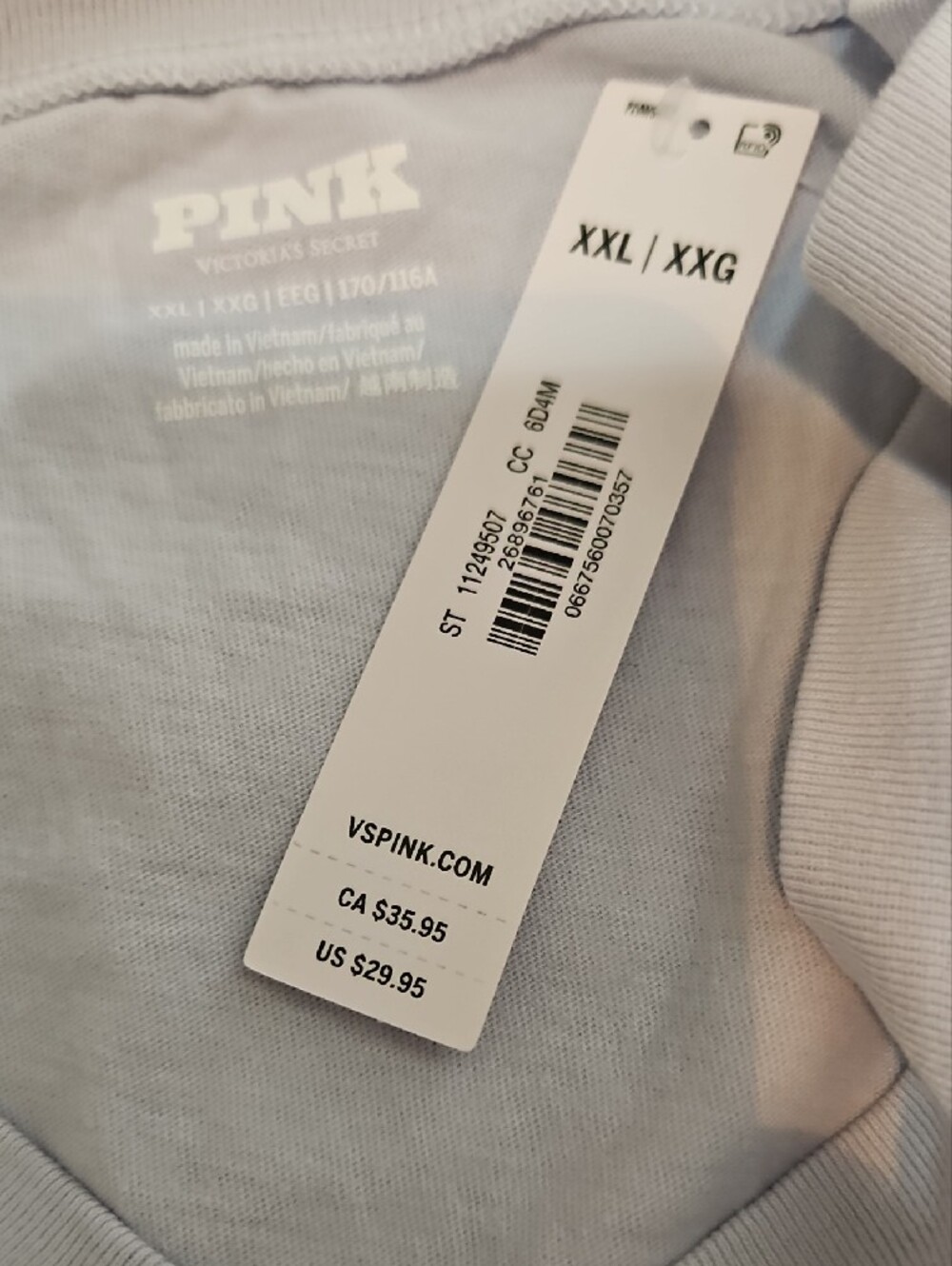 Victoria's Secret PINK Light Lavender V-Neck Short Sleeve Tee XXL NWT - Picture 2 of 7